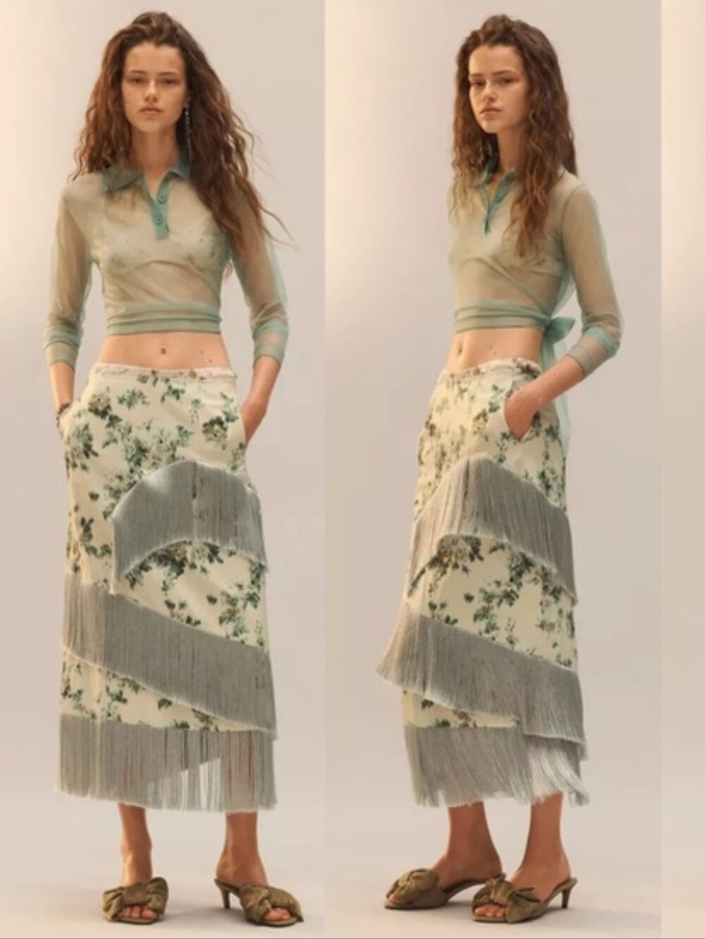 ZARA LIMITED EDITION FLORAL FRINGE SKIRT